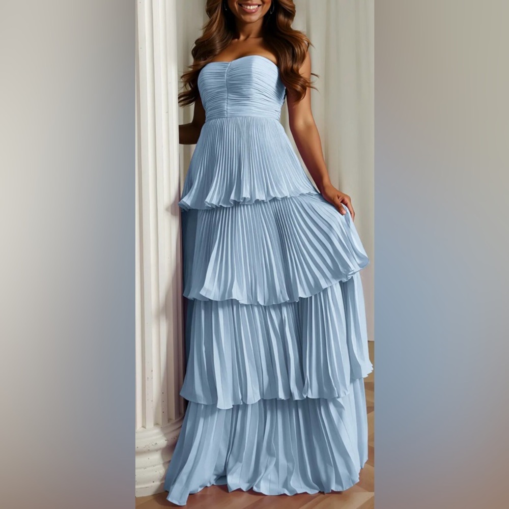Tiered blue prom dress 6